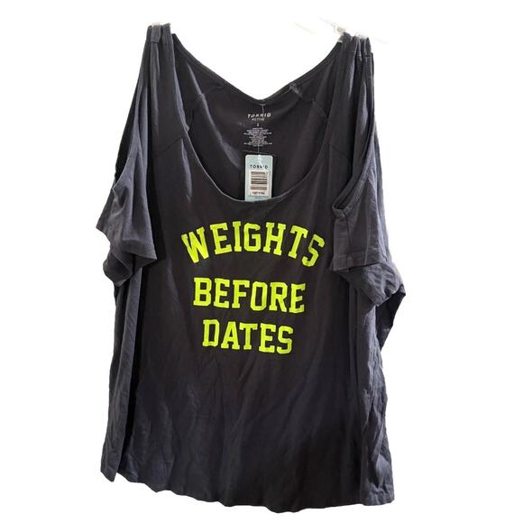 torrid Tops - Torrid Active T Shirt Womens 2 Black Cold Shoulder Sleeve Weights Before Dates